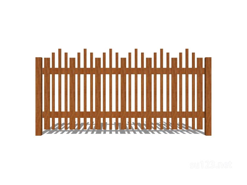 竹篱笆木栅栏 (28)SU模型