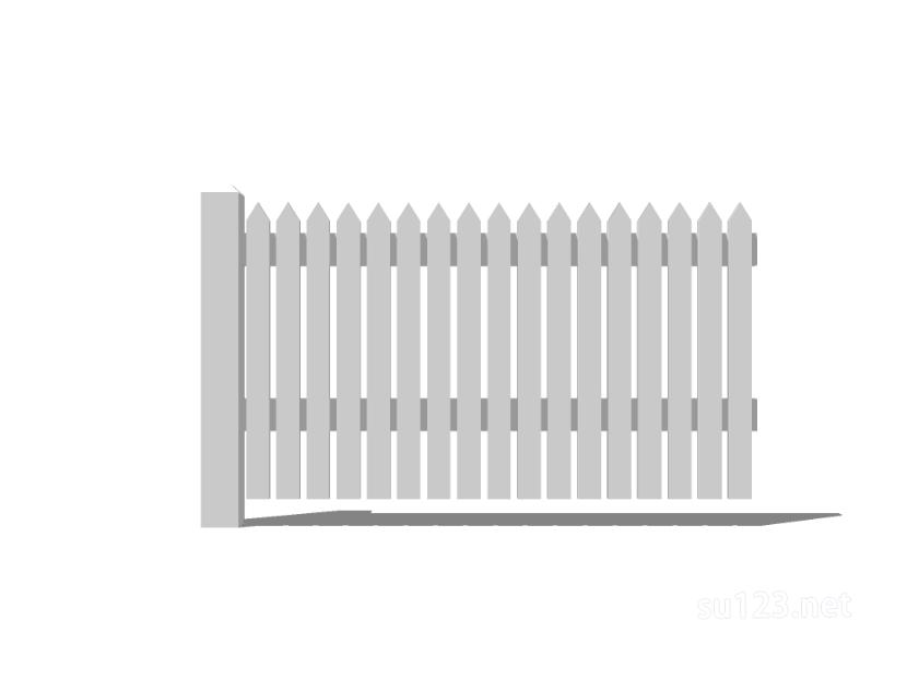 竹篱笆木栅栏 (119)SU模型