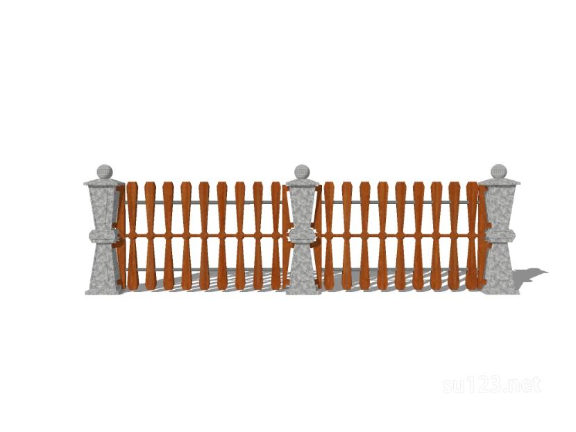 竹篱笆木栅栏 (113)SU模型