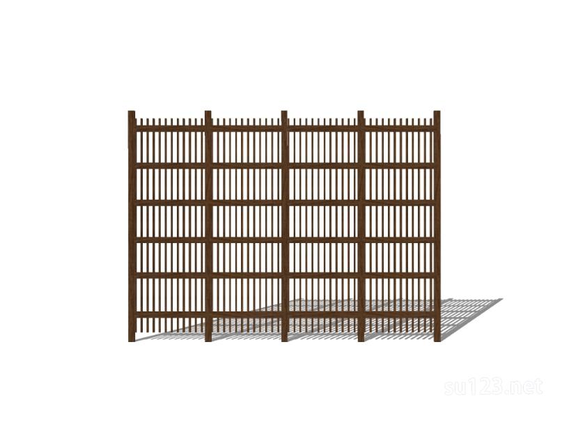 竹篱笆木栅栏 (42)SU模型