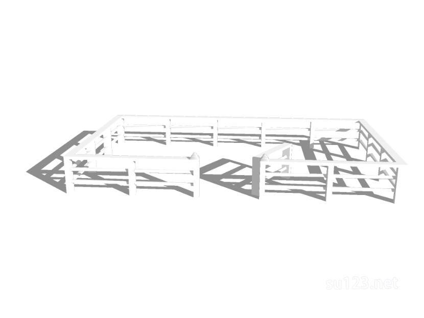 竹篱笆木栅栏 (84)SU模型草图大师sketchup模型