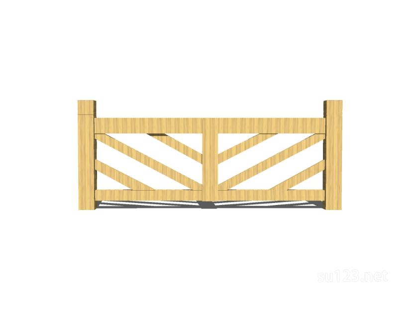 竹篱笆木栅栏 (144)SU模型