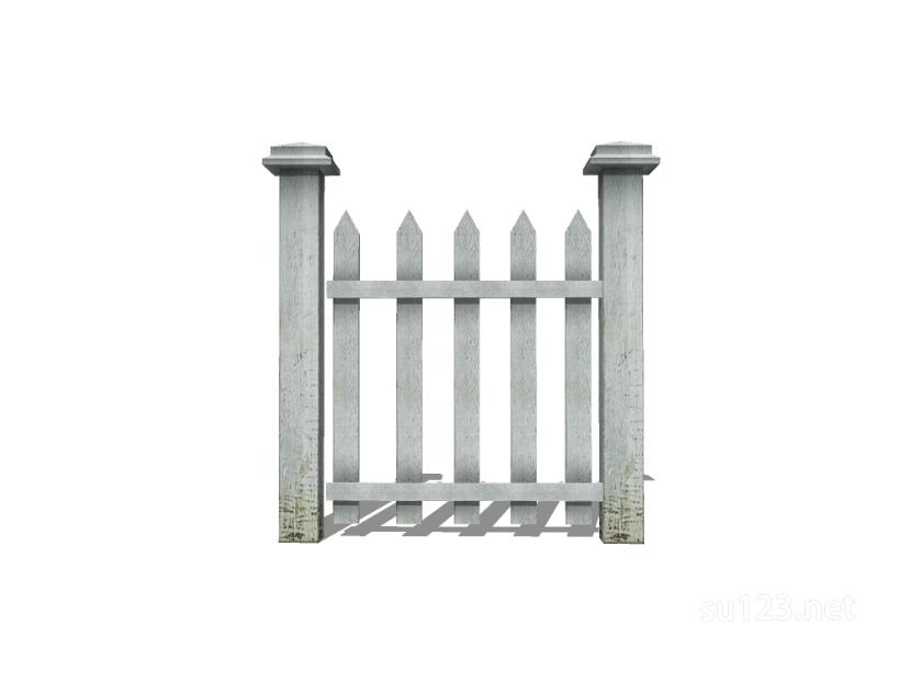 竹篱笆木栅栏 (117)SU模型