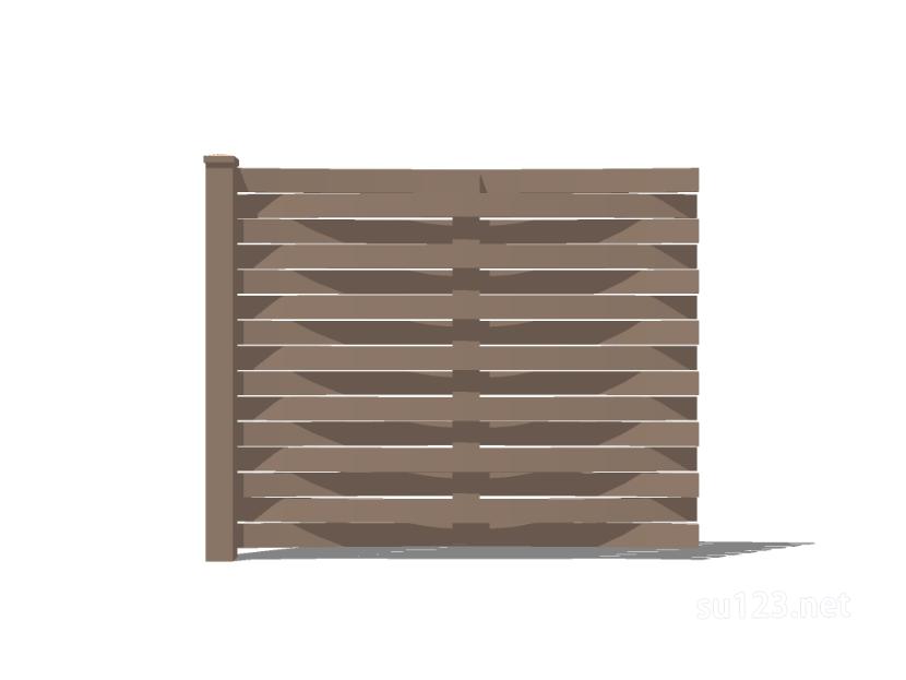 竹篱笆木栅栏 (100)SU模型
