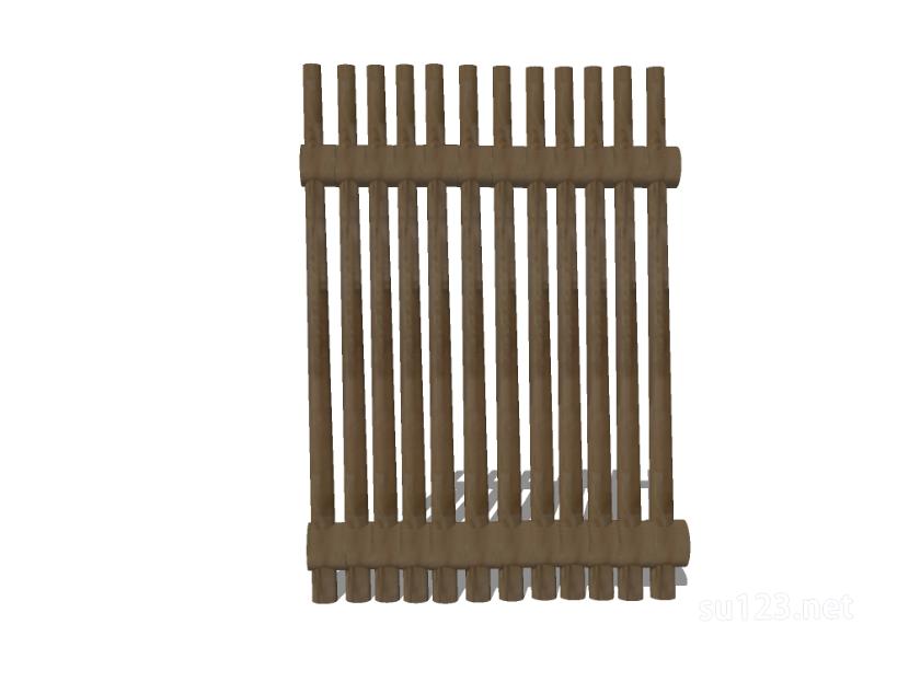 竹篱笆木栅栏 (106)SU模型