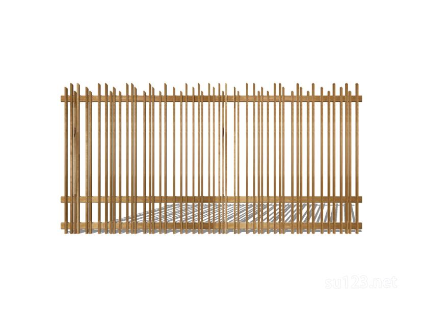 竹篱笆木栅栏 (55)SU模型