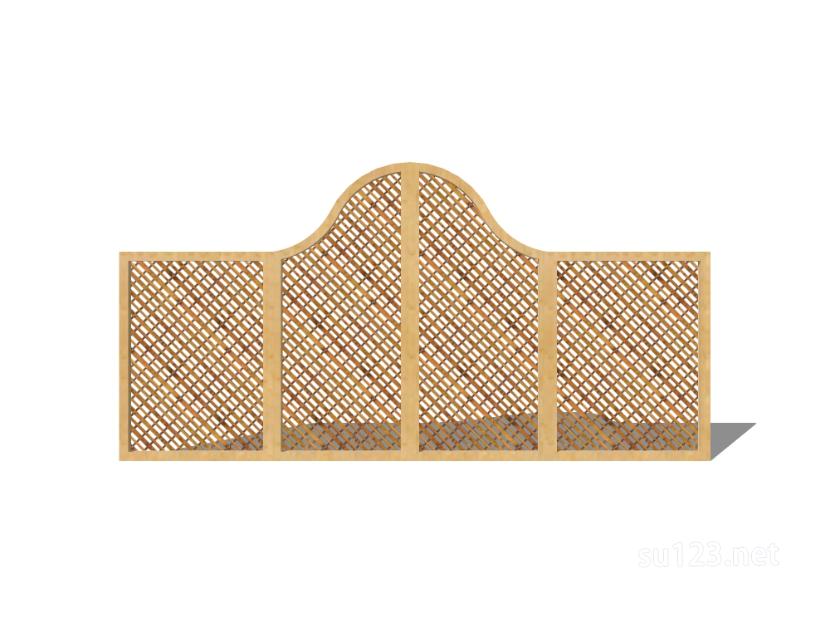 竹篱笆木栅栏 (41)SU模型