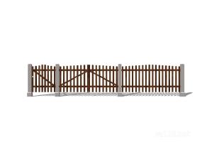 竹篱笆木栅栏 (141)SU模型
