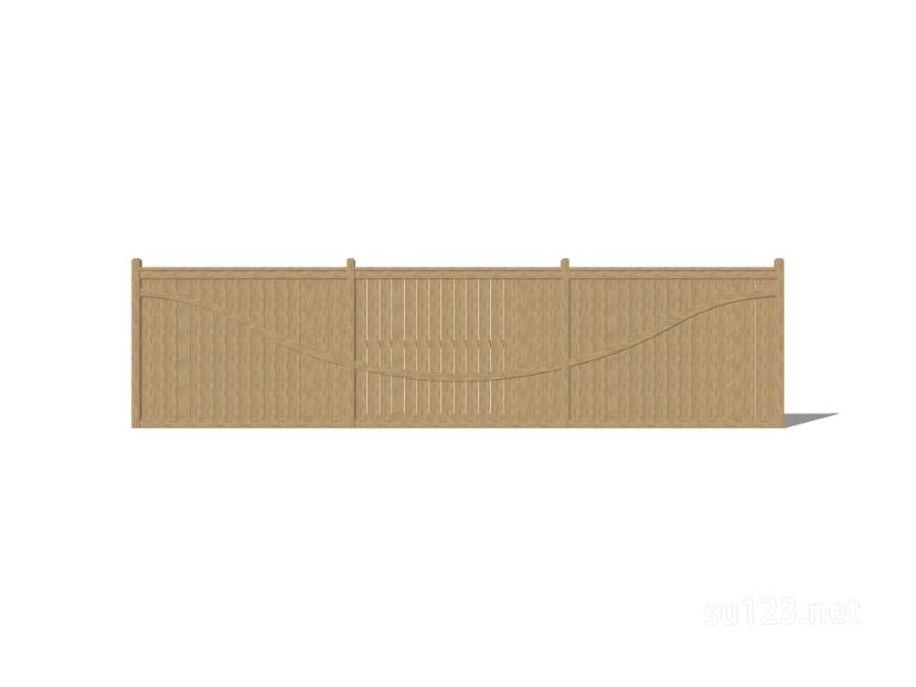 竹篱笆木栅栏 (54)SU模型