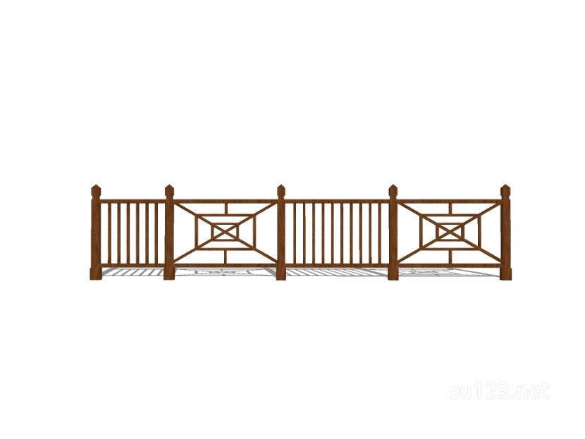 竹篱笆木栅栏 (5)SU模型