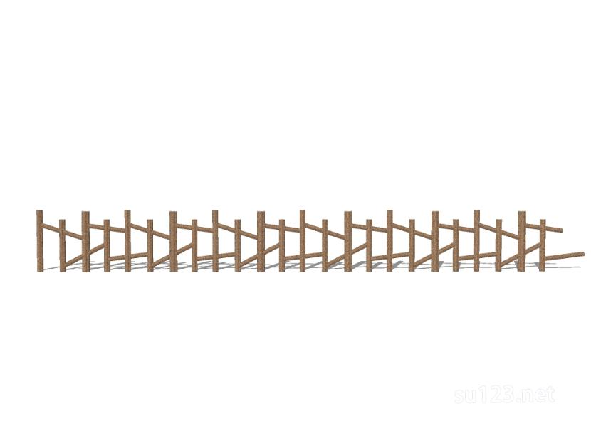 竹篱笆木栅栏 (73)SU模型