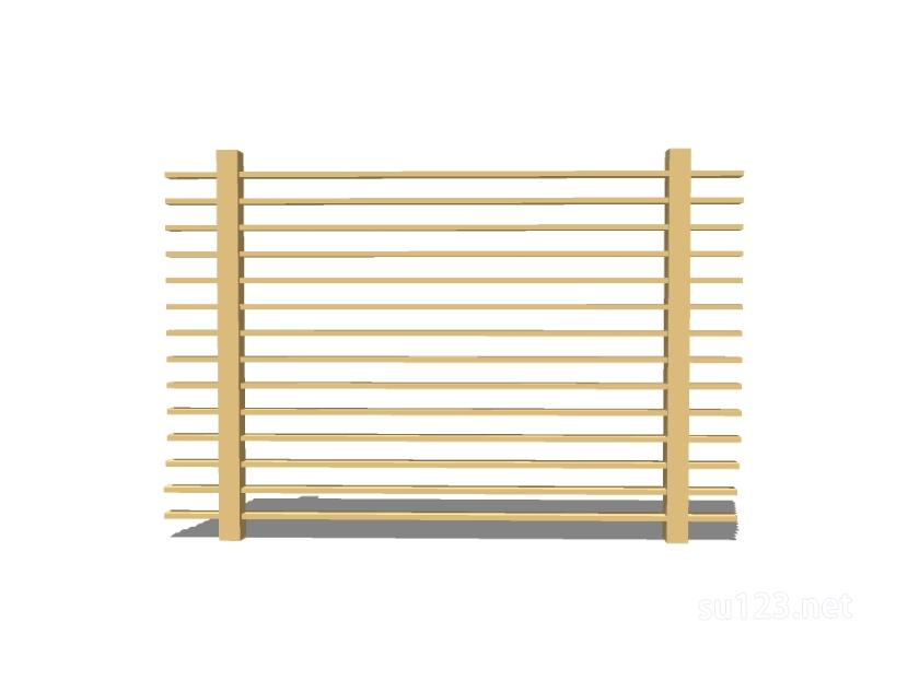 竹篱笆木栅栏 (133)SU模型