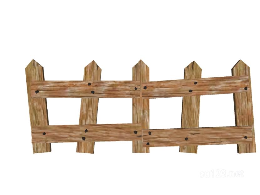 竹篱笆木栅栏 (120)SU模型