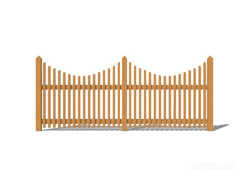 竹篱笆木栅栏 (32)SU模型