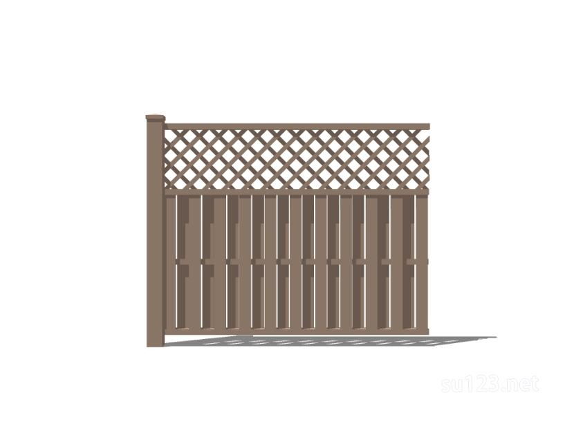 竹篱笆木栅栏 (101)SU模型