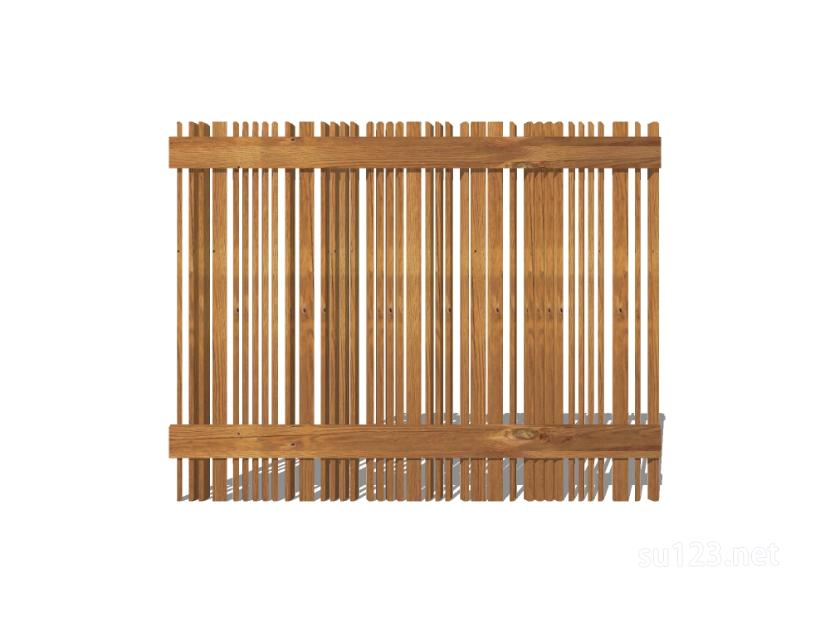 竹篱笆木栅栏 (67)SU模型