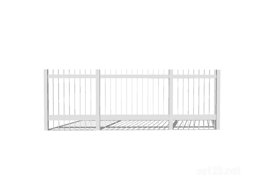 竹篱笆木栅栏 (142)SU模型