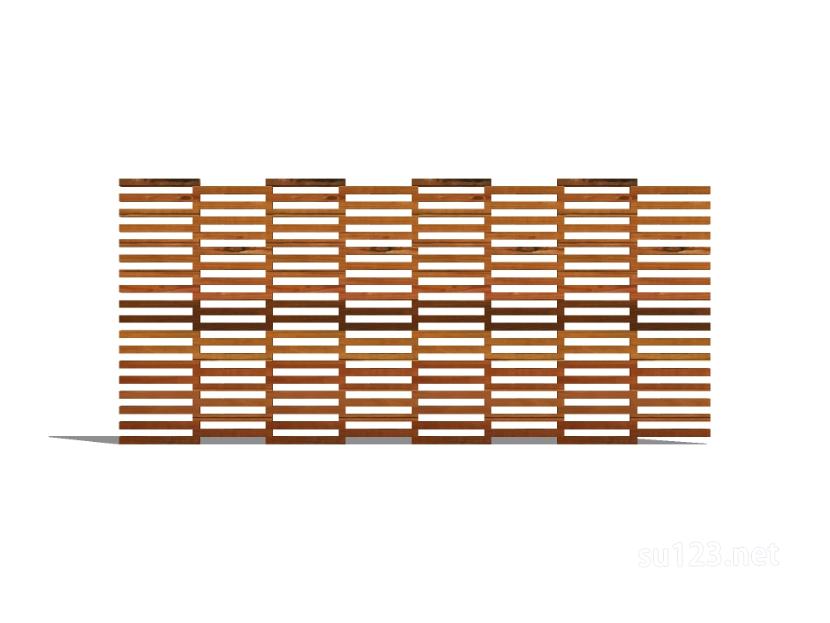 竹篱笆木栅栏 (31)SU模型