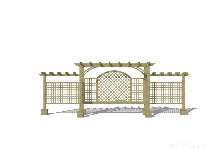 竹篱笆木栅栏 (60)SU模型