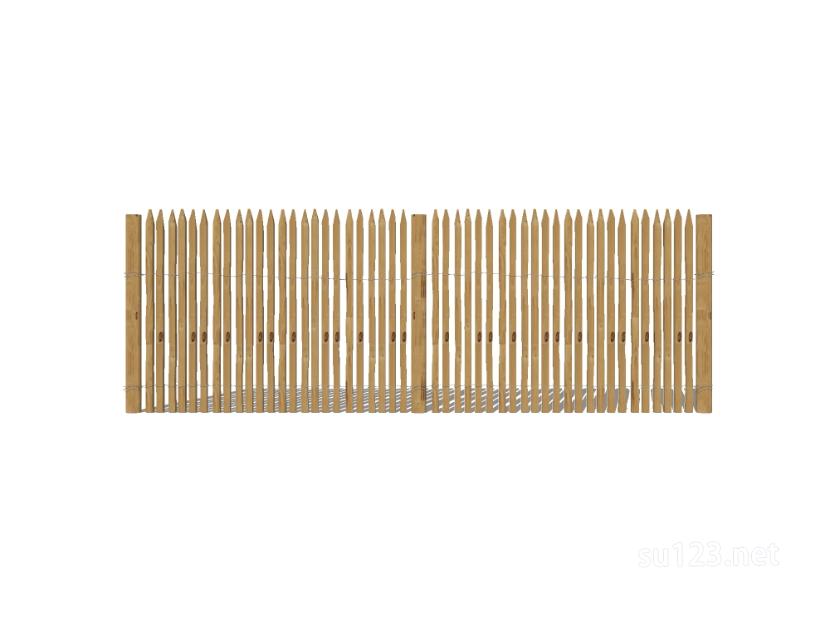 竹篱笆木栅栏 (11)SU模型