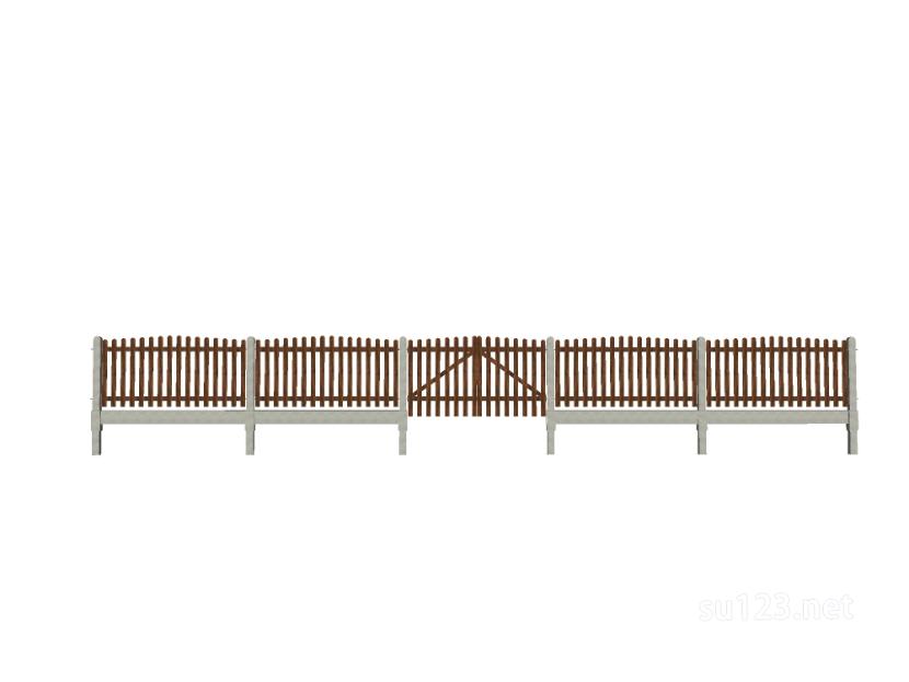 竹篱笆木栅栏 (140)SU模型草图大师sketchup模型