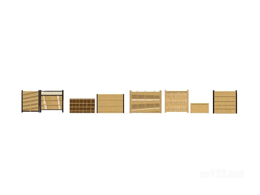 竹篱笆木栅栏 (80)SU模型草图大师sketchup模型