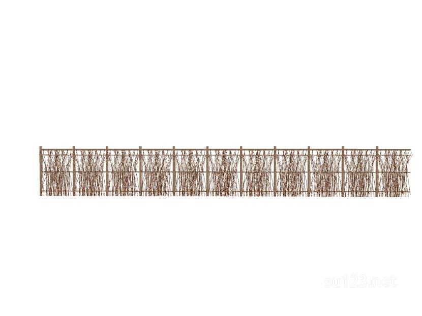 竹篱笆木栅栏 (77)SU模型
