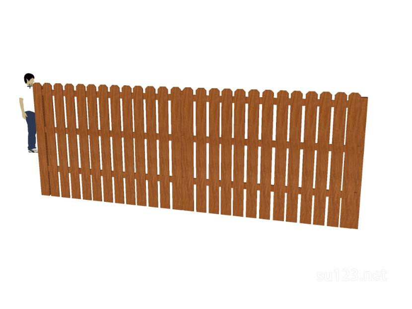 竹篱笆木栅栏 (121)SU模型草图大师sketchup模型