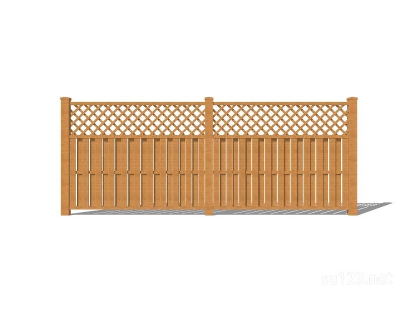 竹篱笆木栅栏 (19)SU模型