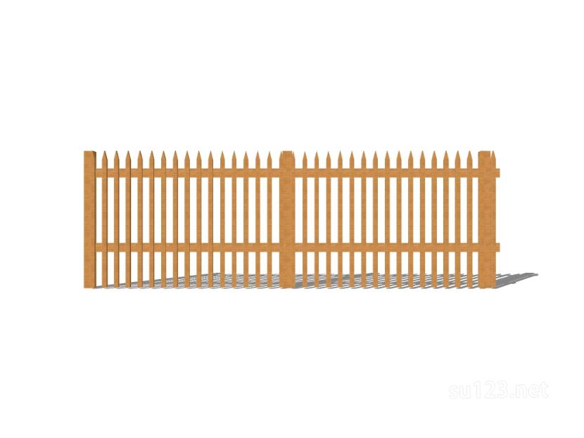 竹篱笆木栅栏 (16)SU模型