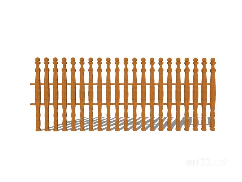 竹篱笆木栅栏 (110)SU模型