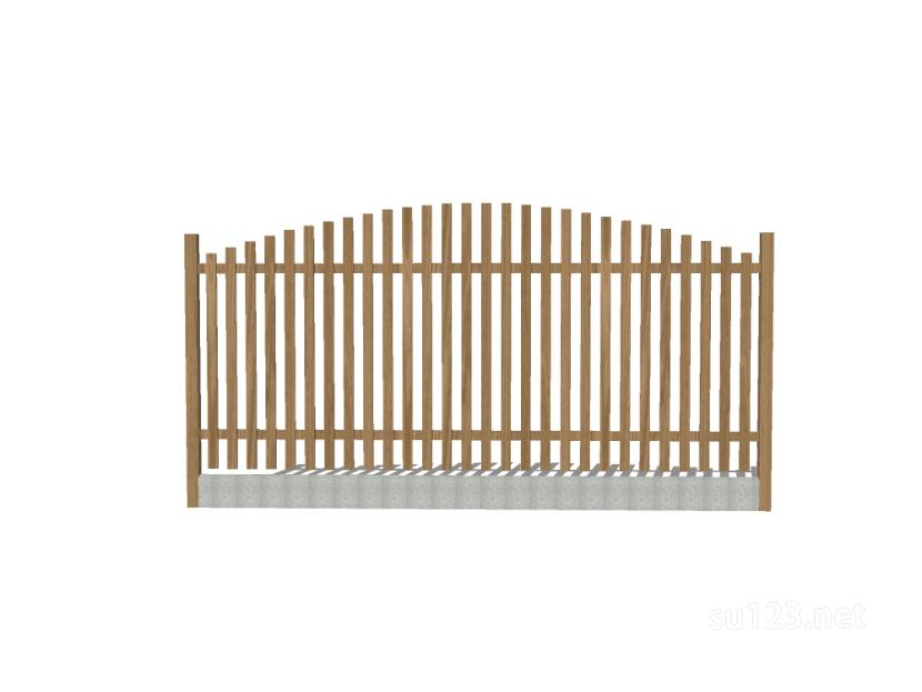 竹篱笆木栅栏 (98)SU模型