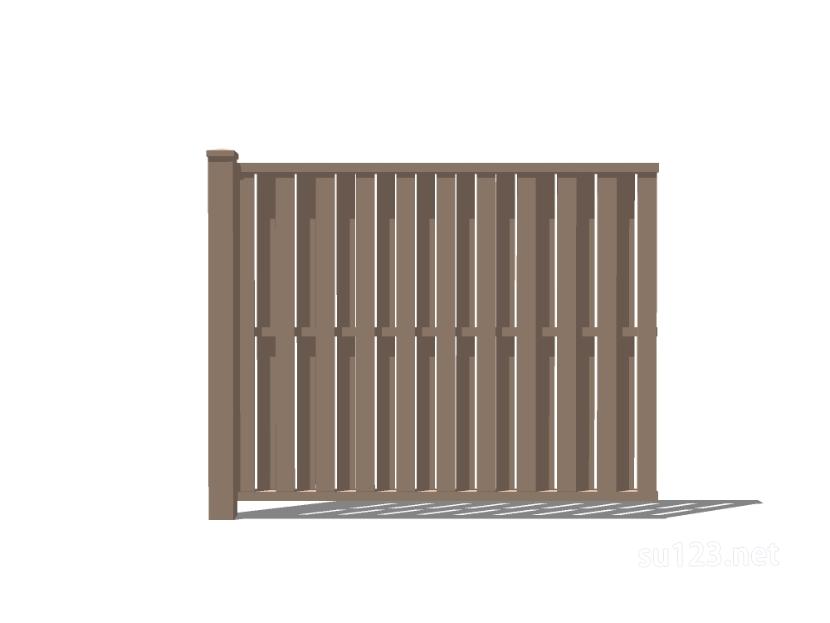 竹篱笆木栅栏 (102)SU模型