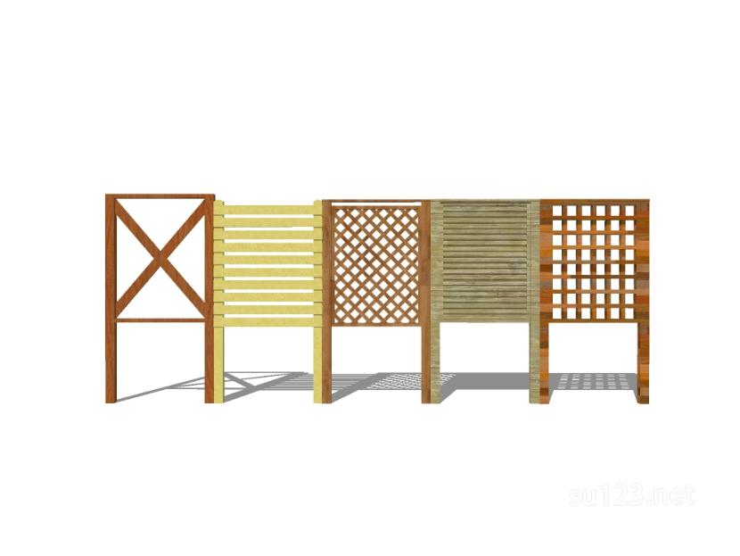 竹篱笆木栅栏 (122)SU模型