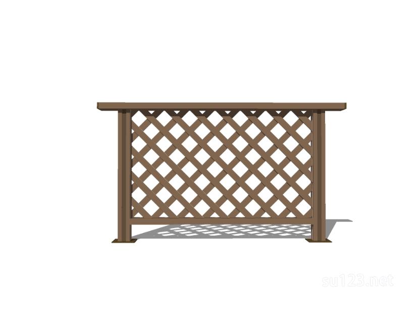 竹篱笆木栅栏 (111)SU模型