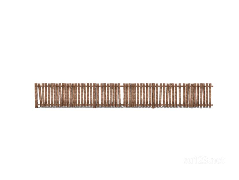 竹篱笆木栅栏 (71)SU模型