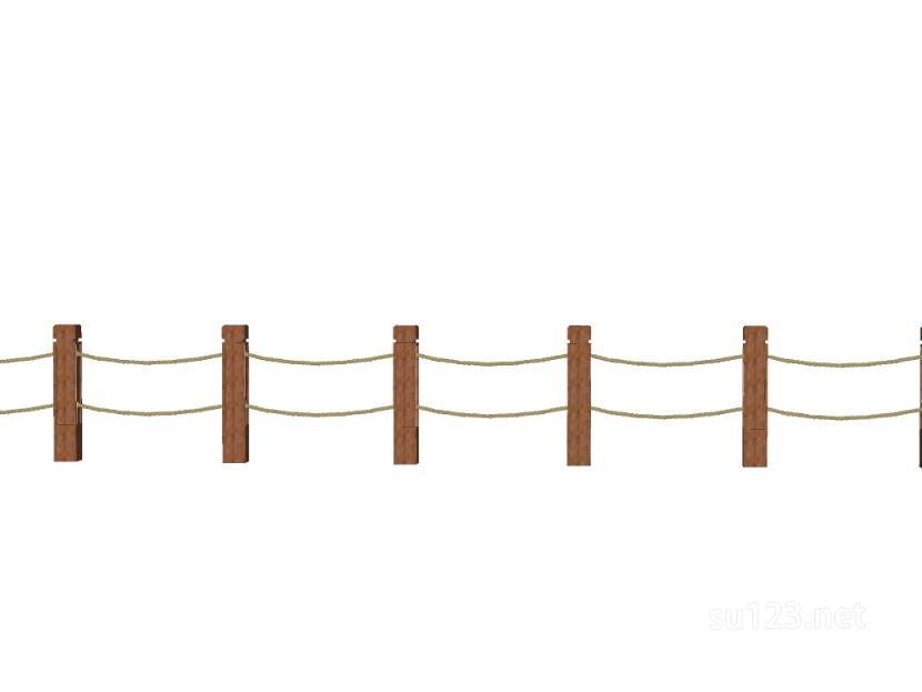竹篱笆木栅栏 (116)SU模型