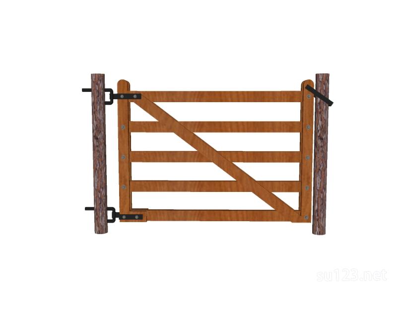 竹篱笆木栅栏 (138)SU模型