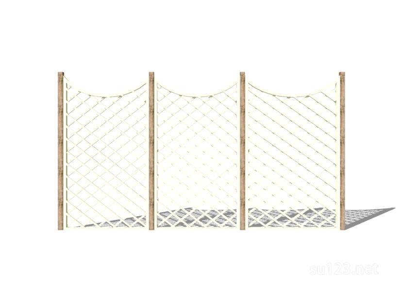 竹篱笆木栅栏 (43)SU模型