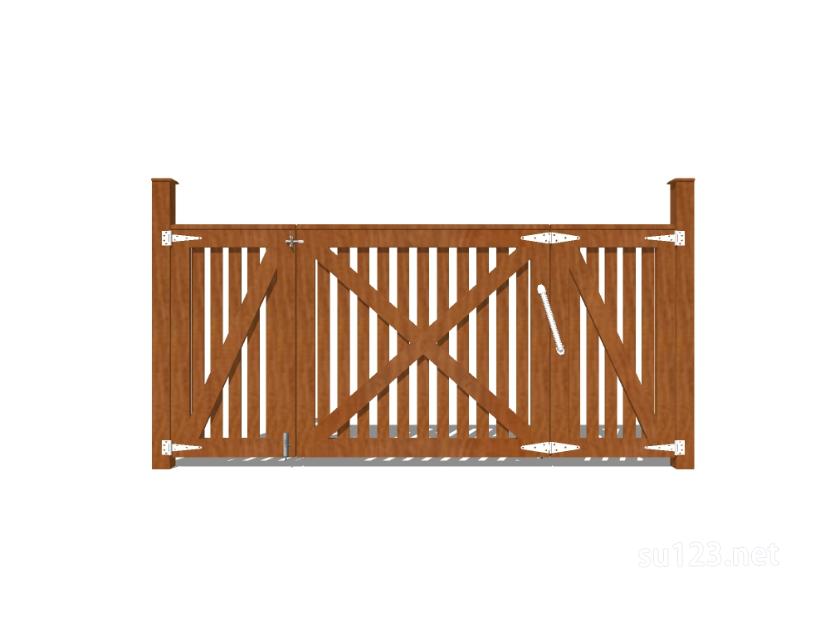 竹篱笆木栅栏 (48)SU模型