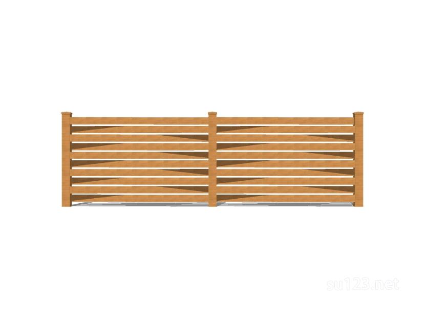 竹篱笆木栅栏 (17)SU模型