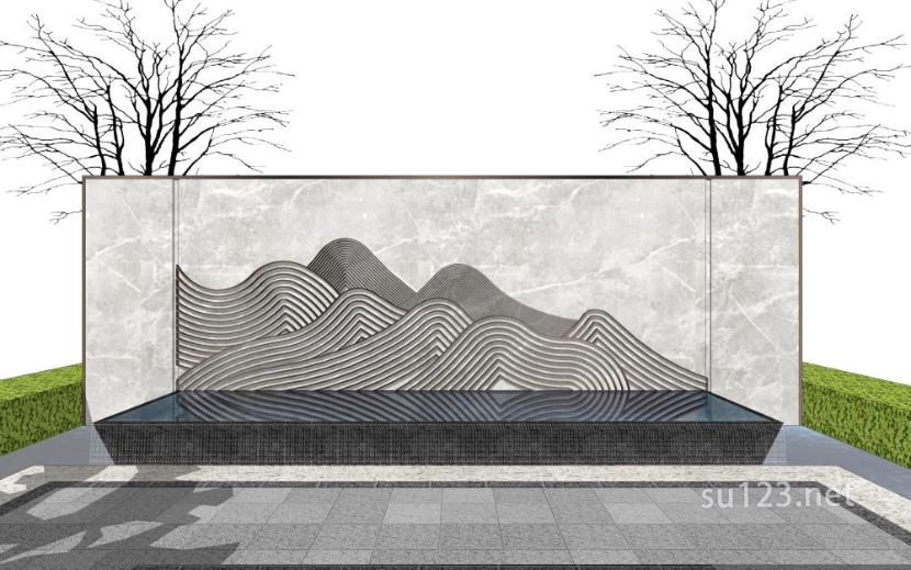 山水景墙山石片岩34SU模型