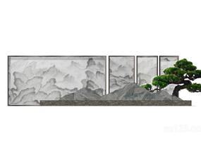 山水景墙山石片岩53SU模型