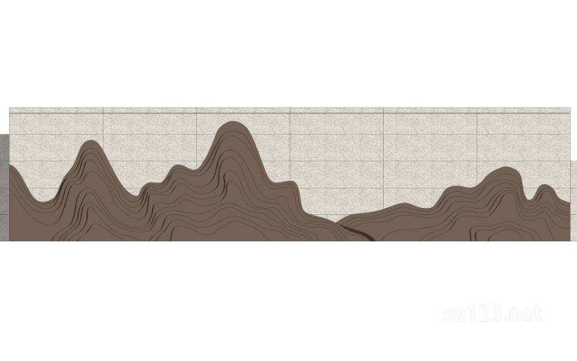 山水景墙山石片岩28SU模型草图大师sketchup模型