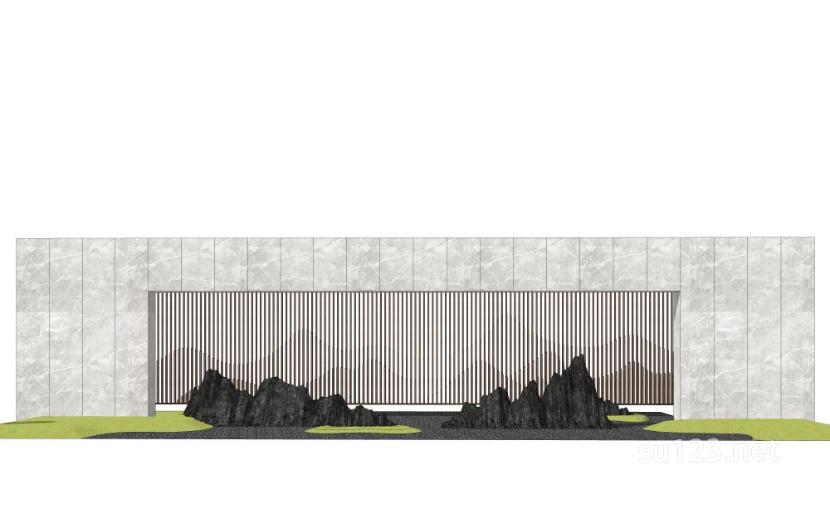 山水景墙山石片岩24SU模型草图大师sketchup模型