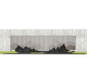 山水景墙山石片岩24SU模型