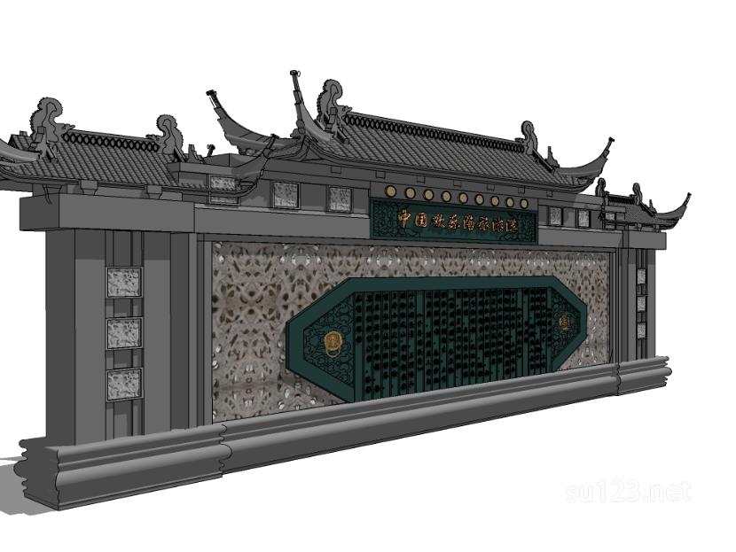 中式景墙 (63)SU模型