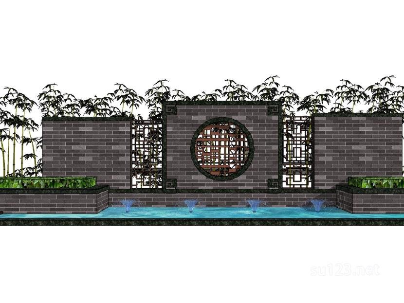 中式景墙 (78)SU模型草图大师sketchup模型