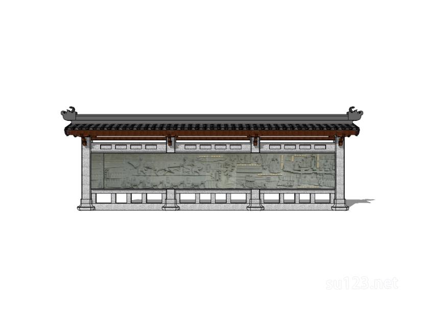 中式景墙 (7)SU模型
