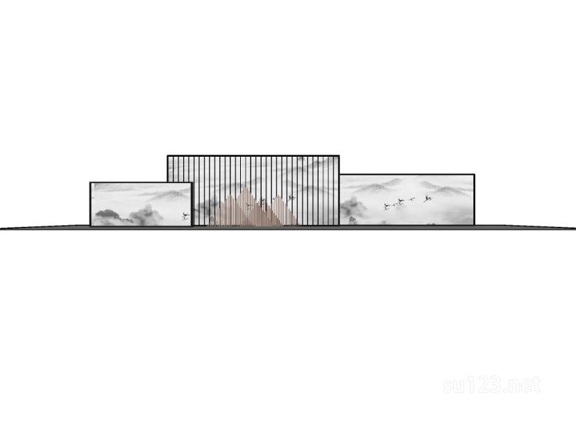 拟山水景墙 (38)SU模型